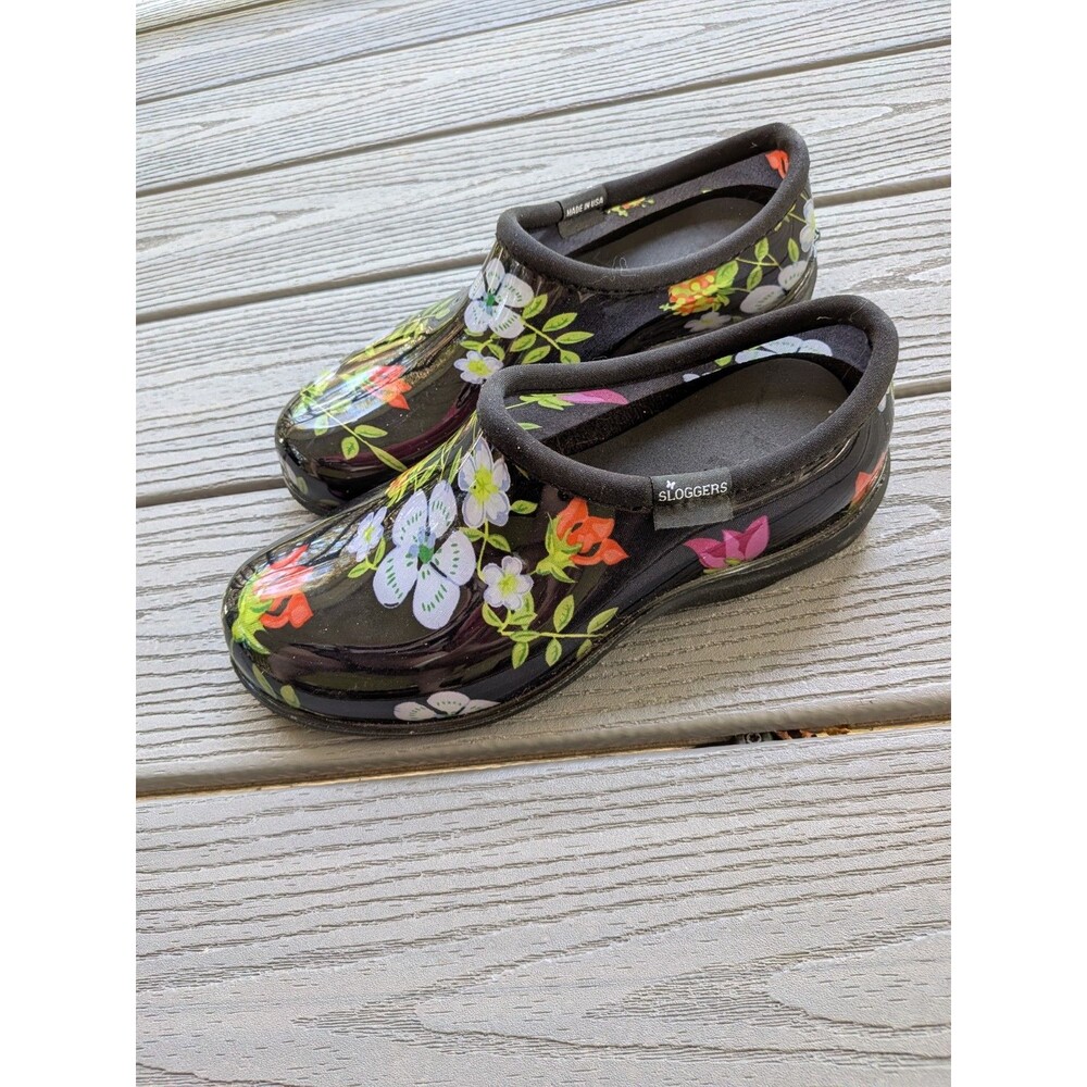 Sloggers Clogs Womens 7 Multicolored Flower Meadow Print Waterproof Garden Shoes